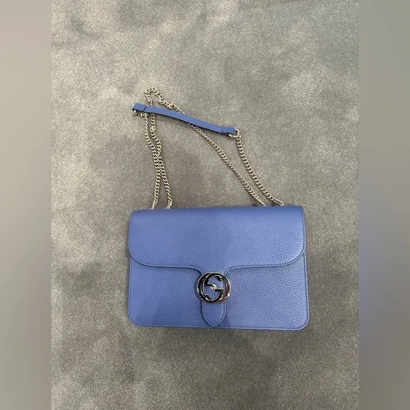 NEW<GUCCI >- INTERLOCKING CHAIN SHOULDERS BAG - Picture 6 of 15